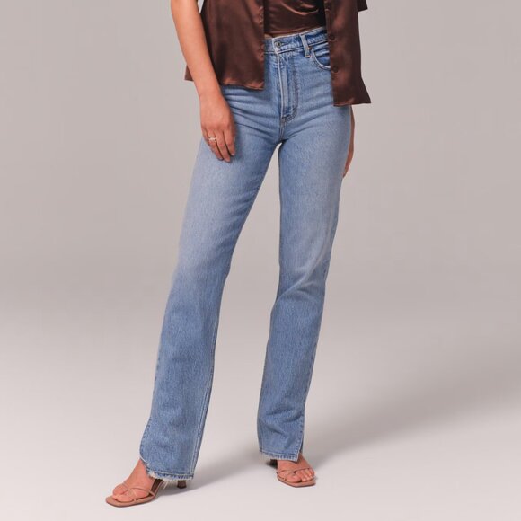 Abercrombie & Fitch Ultra High Rise 90s Straight Vent Hem Light Jean Size 26 2S - Picture 4 of 10